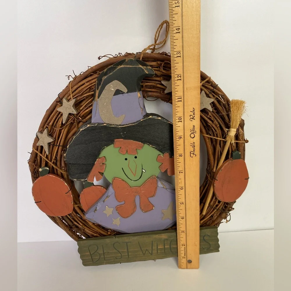 Halloween wreath green witch hag best witches primitive vintage celestial decor